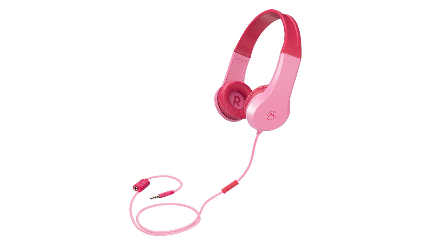 Kids over-ear headphones MOTO JR200 with 3.5mm plug in pink - Product image